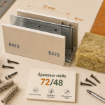 Épaisseur cloison placo avec rail 72/48