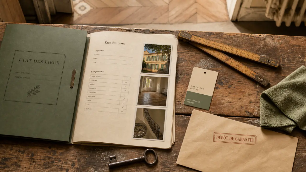 etat lieux sortie : dossier et documents sur table