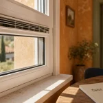 Grille aeration fenetre pvc en traverse haute : débit d’air 45 m³/h