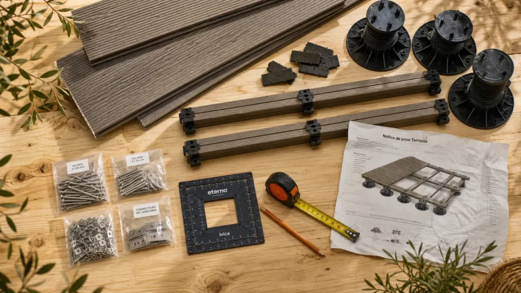 Kit terrasse prêt à poser sur table : lames, lambourdes et visserie à vérifier