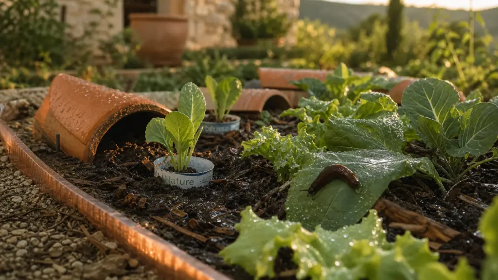 Protéger son potager des limaces : anneaux anti-limace et jeunes plants après pluie
