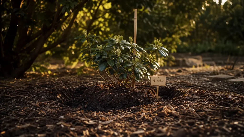 Quand planter un rhododendron : motte en terre de bruyère