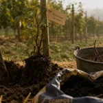 Quand repiquer des framboisiers : repiquage d’octobre à mars, framboisier avec racines et paillage