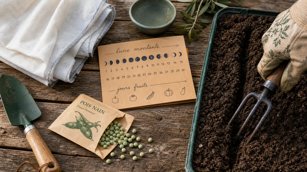 Quand semer les petit pois avec la lune : lune montante, jours fruits, semis au potager