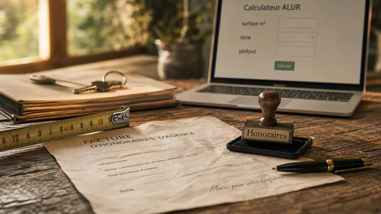 Qui paie les frais d'agence : facture d'honoraires sur table