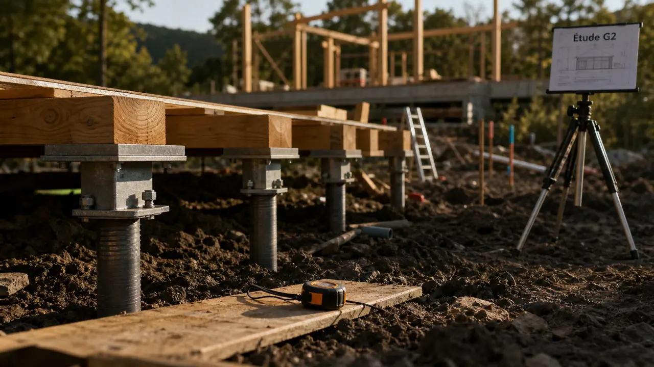 Construction sur pilotis en pente avec étude de sol G2 et plancher sur pieux