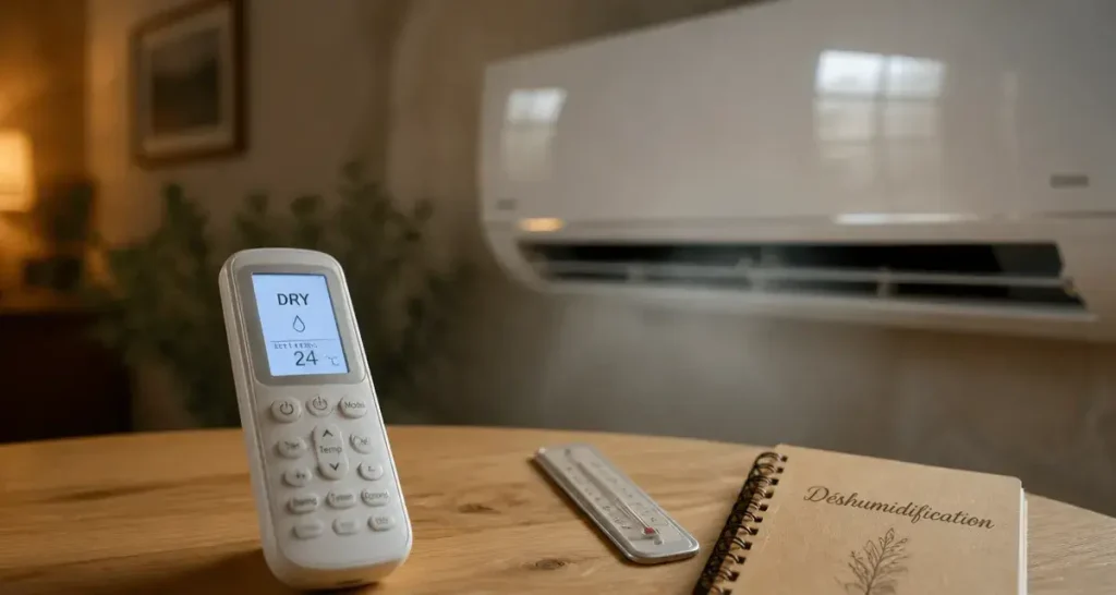 Dry traduction climatisation : télécommande mode DRY pour déshumidifier efficacement