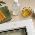 Enlever colle sur pvc fenêtre : trace nettoyée à l’huile et alcool