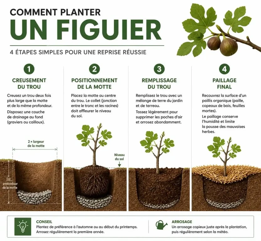 Étapes de plantation d'un figuier en pleine terre