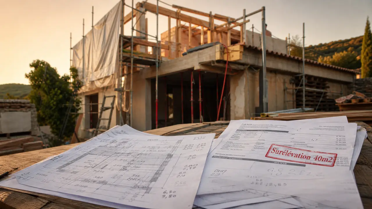 Prix surélévation maison 40m2 : devis sur un chantier de surélévation