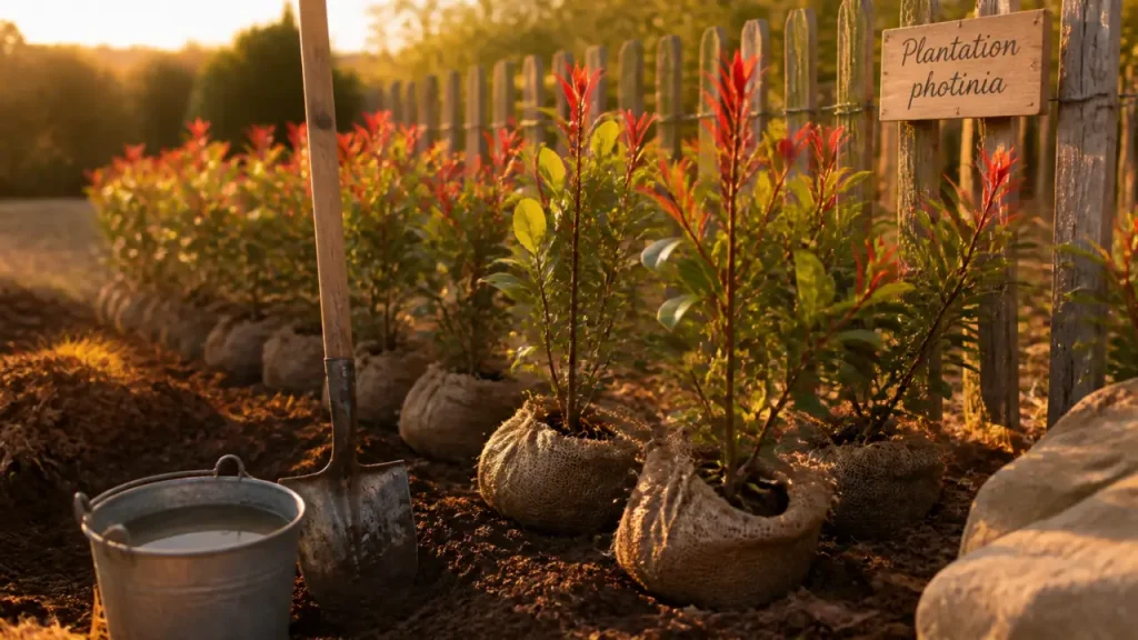 Quand planter le photinia pour une haie dense ? Novembre, mars et 0,7 à 1 m entre les plants