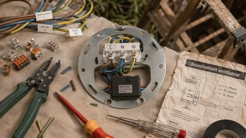 Branchement d’un ventilateur de plafond : sécurisez le support, les fils et la mise à la terre