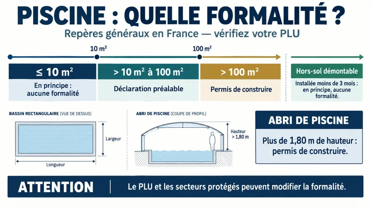 Piscine sans permis de construire : seuils de surface et principales formalités