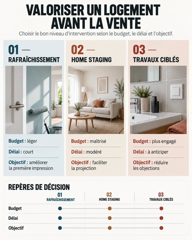 Comment valoriser son bien immobilier avant une mise en vente : comparaison entre rafraîchissement, home staging et travaux ciblés