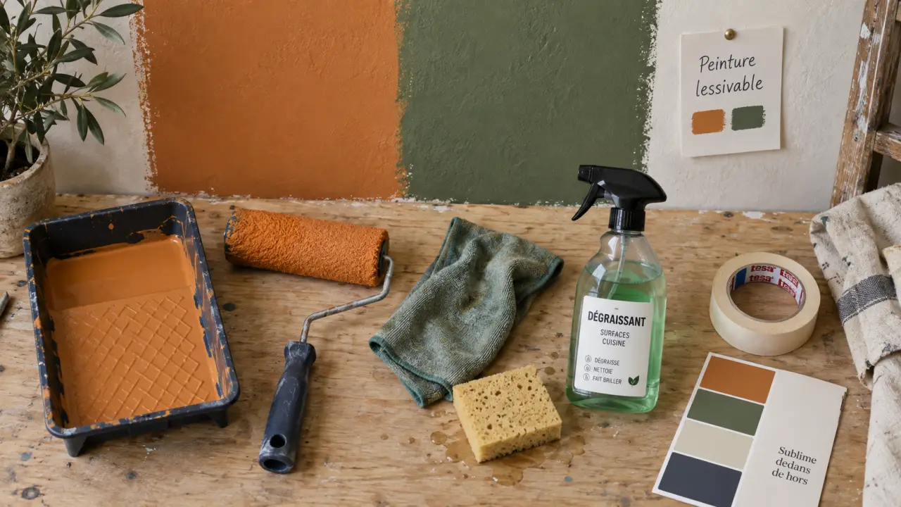 Peinture mur cuisine satin lessivable, résiste aux taches