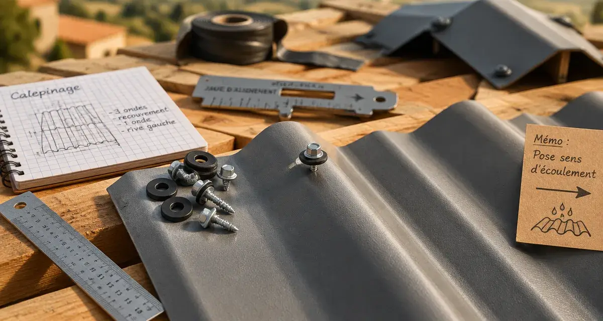 Comment poser une toiture en tôle ondulée : bon serrage des vis et rondelles EPDM pour éviter les infiltrations