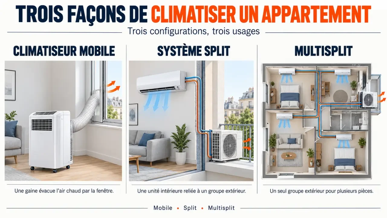 Solutions pour comment climatiser un appartement : climatiseur mobile, split et multisplit
