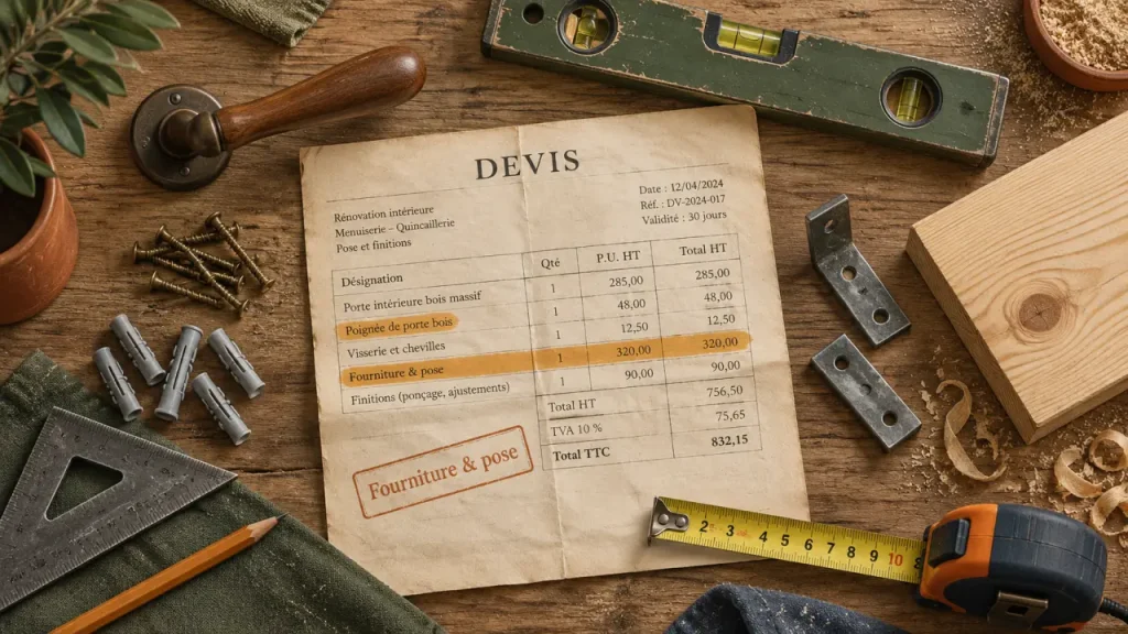 Devis chantier pour la fourniture et pose
