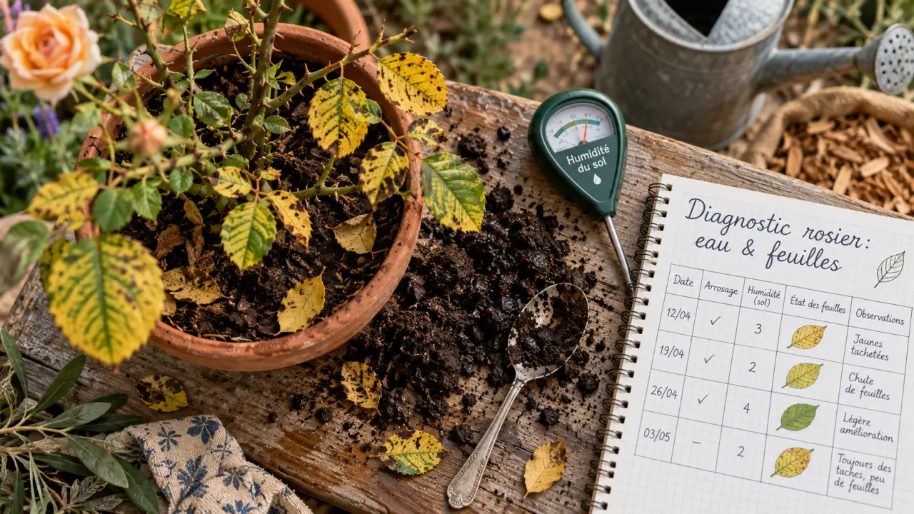 Rosier jaunissement des feuilles : diagnostic eau et feuilles